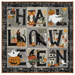 The completed Merrie Halloween BOM colored in fabrics from the Home Sweet Haunt collection, isolated on a white background.