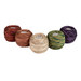 The Bounty embroidery thread set, five spools of red, brown, cream, green, and purple variegated thread, isolated on a white background.