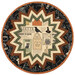 The completed Point of View Folded Star Table Topper colored in black, orange, green, and cream fabrics from the Home Sweet Haunt collection, isolated on a white background.