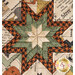 A super close up on the center of the hot pad, demonstrating fabric details on the beautiful folded star center.