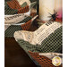 A close up on the bowl cozies, showcasing the Halloween fabric and stitching details.