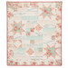 The completed Comfort of Psalms quilt colored in pink, blue, and cream fabrics from the Muse collection by Moda Fabrics, isolated on a white background.