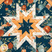 A super close up on the center folded star detail of the hot pad, showing print details and folded star elements.