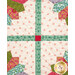 A super close up on the center of the wall hanging where the sashing meets at the center, also highlighting the dynamic top quilting details.