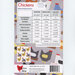 Back cover of a quilting pattern for a chicken-themed quilt, listing material requirements and sizes.