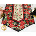 A close up on one end of the runner, showing details on the floral Christmas-themed fabrics.