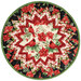 The completed Point of View Folded Star Table Topper colored in black, red, and green fabrics from the Joyful collection, isolated on a white background.