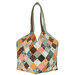 The completed Mondo Bag colored in rich fall fabrics from the Acorn Hollow collection by Moda, isolated on a white background.