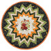 The completed Point of View Folded Star Table Topper colored in black, green, cream, and orange fabrics from the Ghoul Friends collection, isolated on a white background.