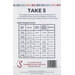 Back of the Take 5 quilt pattern featuring fabric requirements for different sizes and blocks.