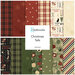 A collage of Christmas fabrics featuring pet motifs, in red, green, cream and black.