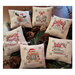 The completed projects, six small christmas themed projects, staged with coordinating holiday decor.