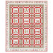 The completed Merry Mouse-mas Quilt, colored in gray, white, red, and green flannel fabrics from The Christmas Mouse collection by Northcott Fabrics, isolated on a white background.