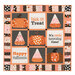 The completed Candy Harvesting Time Quilt, colored in orange, pink, white, and black fabrics from the Hey Pumpkin collection by Riley Blake Designs.