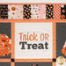 A super close up on a white block with orange and black appliqué lettering that reads 
