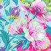 Light blue fabric with various bright garden flowers.
