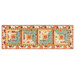 The completed Log Cabin Table Runner colored in autumn-themed prints from the Harvest Blooms collection by Wilmington prints, isolated on a white background.
