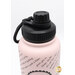 A close-up on the top of the water bottle, showing the cap details on the sport lid with the top fastened.