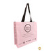 The Shabby Fabrics tote bag in black and pink, showing details on the logo side and isolated on a white background.