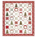 The completed Joyful Connections quilt colored in white, green, and red fabrics from the Berry & Pine collection by Moda Fabrics, isolated on a white background.