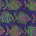 Blue fabric with a design of oceanic fish and wavy stripes.