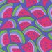 Blue fabric with a pattern of watermelon slices.