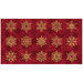 Mottled deep red panel fabric featuring red and gold metallic snowflakes.