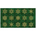 Mottled evergreen panel fabric featuring green and gold metallic snowflakes.