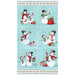 Icy blue album panel fabric featuring snowmen-themed panels with holly garland borders.