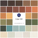 A collage depicting the fabrics in this collection, in warm autumn shades of dark chestnut, spiced orange, gold, ivy, teal, and cream.