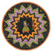 The completed Point of View Folded Star Table Topper colored in black, green, purple, and orange fabrics from the Ghoul Friends collection, isolated on a white background.