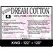 Cover sheet for Quilter's Dream Cotton Batting, detailing composition, sizes, and usage instructions.