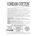 Cover sheet for Quilter's Dream Cotton Batting, detailing composition, sizes, and usage instructions.