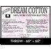 Cover sheet for Quilter's Dream Cotton Batting, detailing composition, sizes, and usage instructions.