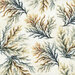 Light cream fabric tossed with branchy coral in iridescent blues, greens, and browns.