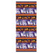 Border stripe fabric with alternating rows of orange with polka dots, carved pumpkins, and spooky haunted house ghost parties.