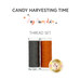 Two spools of black and orange thread, isolated on a white background below a text graphic that reads 