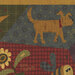 A panel featuring swatches of plaid, textured fabrics in various harvest motifs, including a cornucopia, watering can, and birdhouse. 
