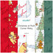 A collage of fabrics included in the Christmas at Pooh Corner Minky collection with red, white, and green fabrics with a Christmas theme.