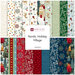 A collection of festive fabric patterns featuring snowflakes, reindeer, and holiday motifs, titled Nordic Holiday Village.