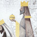 an 8x8 swatch of the panel featuring one of he wisemen holding a gift of myrrh