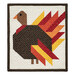 Thanksgiving themed table top banner featuring a Turkey with red, orange, and yellow feathers on a white background, isolated on a white background.