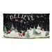 The completed Believe Pillow colored in the festive fabrics from the Believe collection, isolated on a white background.