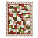 The completed Easy as ABC quilt in red, green, aqua, and cream fabrics from the Make it Merry collection by Marcus Fabrics, isolated on a white background.