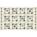 Panel fabric with twelve festive winter themed windows featuring showmen, reindeer, and decorated trees.