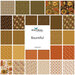Collage of fabrics in the collection, in autumn oranges, browns, and yellows, with pumpkins, vintage florals, and plaids 