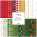 A collage of fabrics included in the Picture A Christmas II collection featuring red, white, and green fabrics with a Christmas theme.