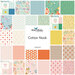 A grid collage of bright fabrics included in the Cotton Nook fabric collection from Riley Blake Designs.