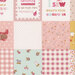 An 8x8 swatch of a pastel, multicolored patchwork print featuring fabrics from the Cotton Nook collection by Riley Blake Designs and various encouraging phrases.