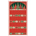 A red christmas fabric panel with festive trees and instructions to make a advent calendar. 